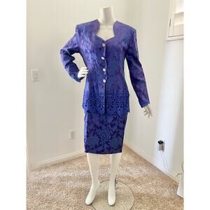 vintage 80s / 90s Scott McClintok 2pc Suit Seet  / brocade jacket skirt set